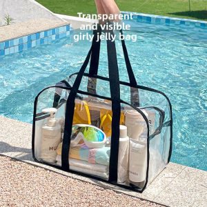 【NEW A 】Swimming Bag Transparent Waterproof Beach Travel Storage Handbag Dry Wet Separation PVC Handbag Woman Large Capacity Beach Bag