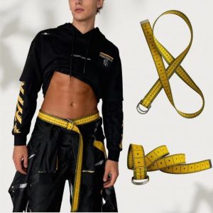 MIRELAE 1PC Measurement Tool Belt Fabric Material Adjustable D-Ring Buckle Fabric Waist Strap Innovative Practical Measurement Ruler Design Belt For Daily Outfits
