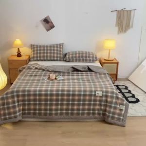 2025 Korean Style 100% Cotton Quilted Summer Quilt Pure Cotton Filling Lightweight Blanket Luxury Washable Thin Comforter Duvet