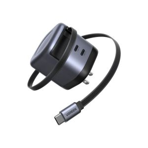 UGREEN 100W 4-Port GaN Charger with 69cm Retractable Cable Support Super Fast Charging 2.0 for Samsung Glaxy S25 S24 iPhone 17 16 15 Pro Max