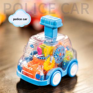 W21 Baby Toy Cartoon Press Gear Car Toy Lnertia Pull-back Transparent Car Inertia Rebound Car Birthday Gifts for Kids Boys and Girls