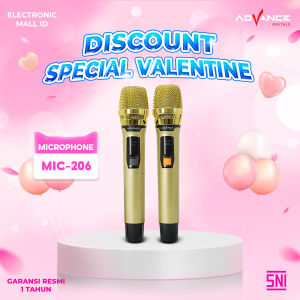 ADVANCE - Mic Karaoke Wireless Double 2 Pcs Baterai Charging (MIC-206) Free ongkir & Garansi 12 Bulan