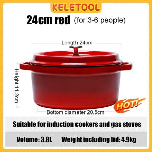 Enamel Pot Cast Enameled Cast Iron Household Soup Pot Multifunctional Kitchen Cooker 4.9L Pot Ceramic Pot