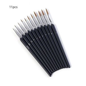11pcs Paint Brush Set Kuas Lukis Liner Kuas Lukis Cat Air Set Tip Nylon Bulat Satuan