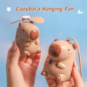 USB Charging Capybara Neck Hanging Fan Cute Little Pufferfish Mini Portable Summer Handheld Fan Creative Gift for Children