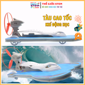 STEM Vật lý :Tàu Cao Tốc Chạy Năng Lượng Gió Pin AA. Đồ chơi lắp ráp giáo dục khoa học sáng tạo cho bé. STEMSANPI