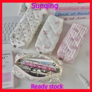 SQ Stationery [Flash Sale] Dễ Thương Bướm Knot Hoa Anh Đào Bút Chì Trường Hợp Công Suất Lớn Văn Phòng Phẩm Lưu Trữ Túi Đa Chức Năng Trang Điểm Túi Văn Phòng Phẩm Hộp