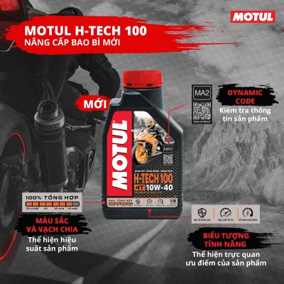 [Mẫu mới] Nhớt tổng hợp 100% xe Exciter mô tô PKL Motul H-Tech 100 4T 10W40 1L - dầu nhớt xe máy cao cấp Chính Hãng 100% Check Mã Vạch QR