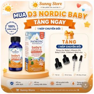 Nordic Naturals Babys Vitamin D3 - Hỗ Trợ Phát Triển Hệ Xương Răng Bé 0-12 Tháng Tuổi - Lọ 22.5ml