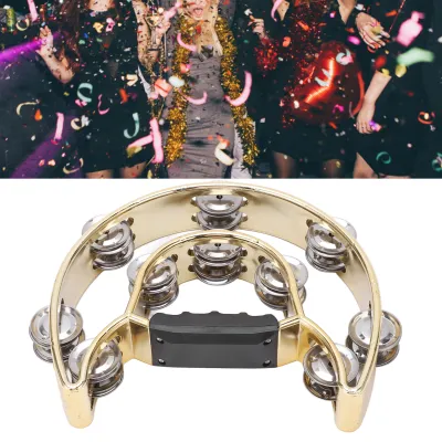 Double Row Bells Drum Hand Tambourine Bright Sound for Kids Adults for Festival Party for Concerts