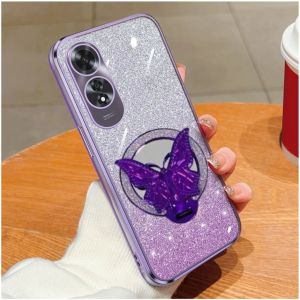 Casing Oppo A60 A38 A18 A79 5G Luxury Gliter Premium TPU Ring Kupu Kupu Cermin Lipat