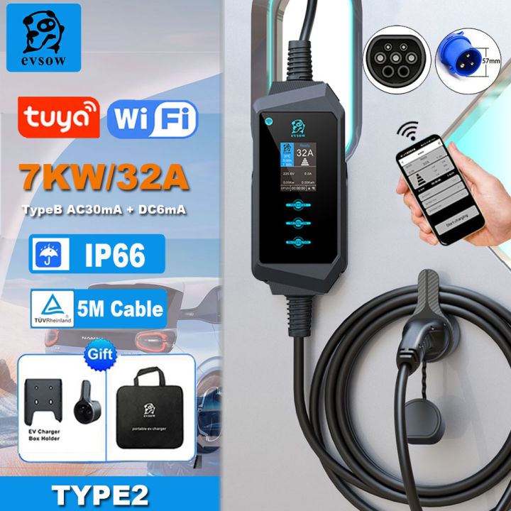 Evse Control Box evsow 7KW/11KW/22KW EV Charger Type2 WIFI Electric Car Charger With APP ...