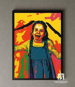Tranh Nghệ thuật "Em Bé Có Hai Bím Tóc" VIETSMART ART - Acrylic 45 x 60cm