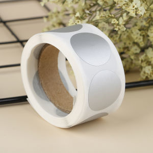 [Energetic] สติกเกอร์สีเงินทรงกลมลอกออกได้จำนวน300ชิ้นสติกเกอร์ติดป้ายสำหรับขูดขนาด1นิ้ว