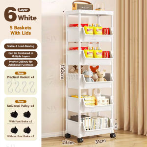 SIV Layer Moving Rack Kitchen Storage Shelf Wall Cabinets Home Bedroom Bathroom Organizer Trolley