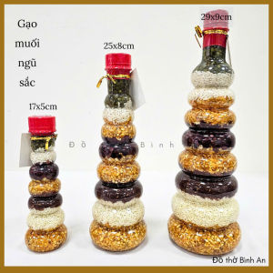 Hũ Gạo muối ngũ sắc trang trí ban thờ cân bằng phong thủy - Đồ thờ Bình An - Decor Phong thủy