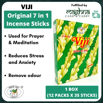 Sri Murugan Viji (Agarbatti) Original 7 in 1 Incense Sticks - 1 box (12 packs x 35 sticks)