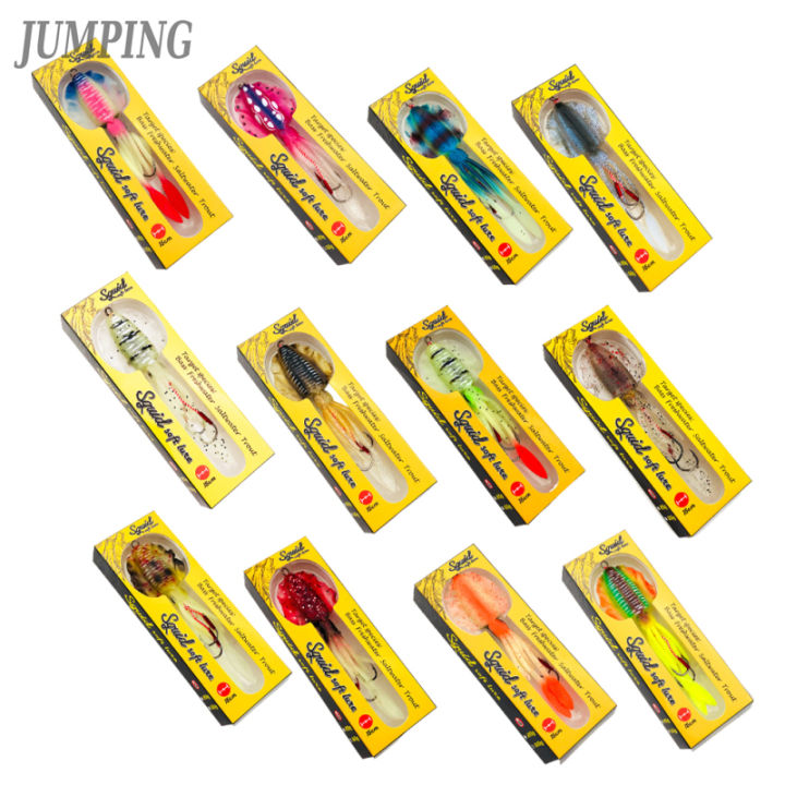 JUMPING Squid Jigs Simulation Luminous UV Bionic Squid Fishing Lures