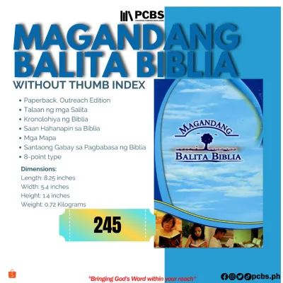MAGANDANG BALITA BIBLIA (Revised Tagalog Popular Version) Paperbound Personal Size