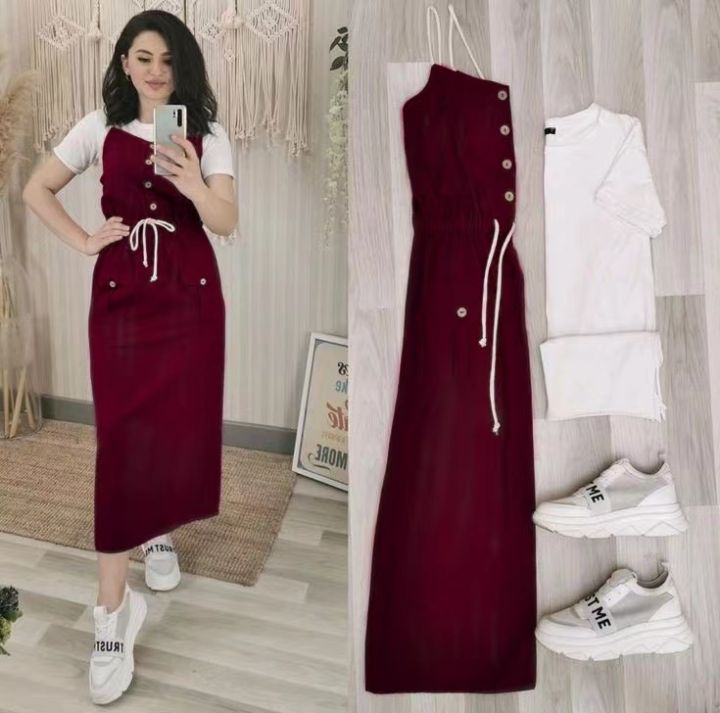 New fashion clothing apparel terno dresss for ladies ootd suit (top+dress  for daily use outfit Lazada PH