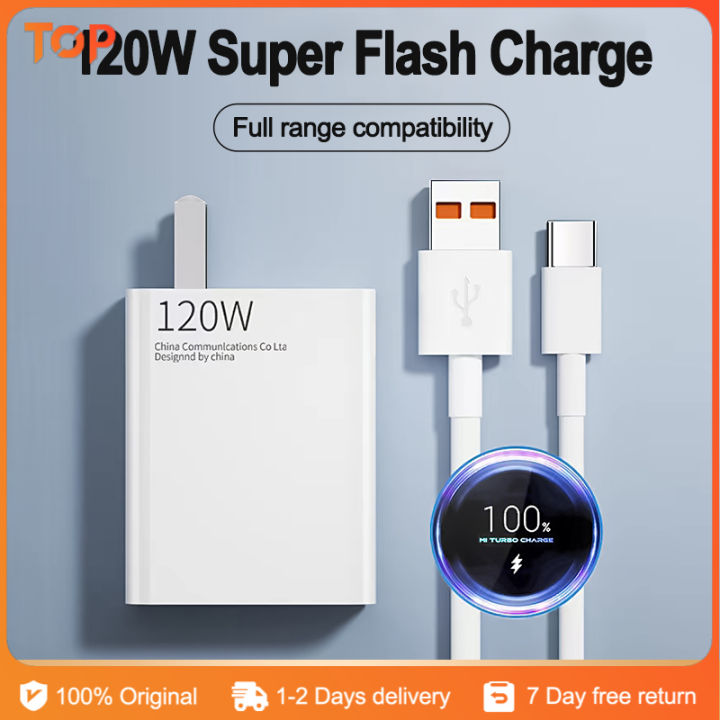 120W Type C Charger Fast Charging Power Adapter with 6A Cable Applicable To  Huawei Xiaomi Infinix Universal Lazada PH