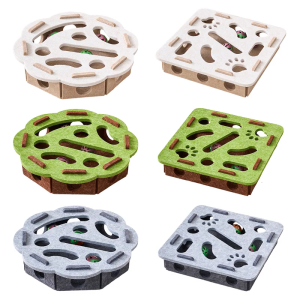 Mèo tương tác hộp câu đố đồ chơi mê cung có lỗ và chuông để kích thích tinh thần chơi trong nhà vải nỉ thiết kế không độc hại