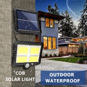 Keluarga COB 128LED Solar Light Outdoor Motion Sensor Wall Light Waterproof Garden Light Emergency Garden Light Security Flood Lamp