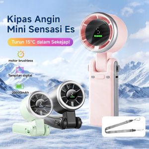Kipas Angin mini Kipas turbo portable High-speed 16500RPM Kipas Kecepatan Tinggi 5 Gear Wind dapat dilipat Digital