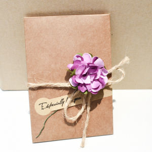 Kraft Paper Dried Flower Greeting Card Creative Retro Kraft Paper DIY Dried Flower Greeting Card Birthday Tanabata Teachers Day Christmas Greeting Card All Occasion Dried Flower Pressed Kraft Thank You Card Handmade Invitation Card with Envelopes