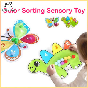 SKISOPGO Color Sorting Sensory Squeeze Toy Dinosaur Educational Montessori Toys Bead Stress Relief Toys