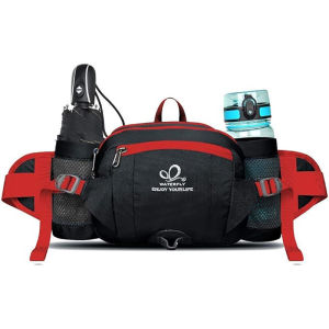 WATERFLY Hiking Waist Bag with Bottle Holder Sports Running Bum Bag for Camping Cycling Travel Climbing Dog Walking No Water Bottle