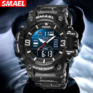 SMAEL Top Brand Mens Watch Fashion Military Waterproof Dual Display Digital Watch Alarm Date LED Light Sports Casual Mens Watch