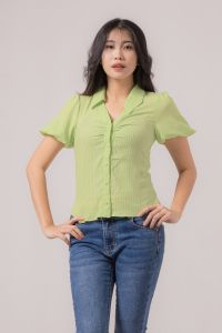 RIMINI -  Atasan Wanita Blouse Formal Lengan Pendek Puff Crinkle XS-4XL - Xavia Top 85597