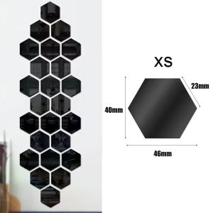 12Pcs Hexagon Mirror Wall Stickers Self Adhesive Removable Wall Sticker Gold Silver Mosaic Tiles Decals Bedroom Home Decor