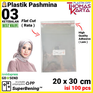 Plastik OPP Lem 20x30 TEBAL isi 100 Kantong Bening Kemasan Hijab Baju Anak
