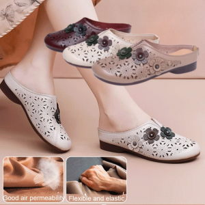 💖Hollow Petal Breathable Sandals for Women New Style Mesh Toe Half-Slippers for Women Casual Breathable Slippers for Women Gentle Fairy Style Petal Womens Shoes镂空花瓣透气凉鞋