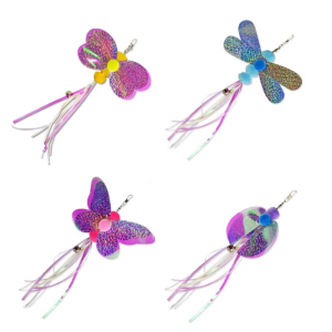 Gói 4 phụ kiện đầu thay thế Đồ chơI mèo với tua rua đầy màu sắc và pompoms tương tác với mèo con đầu dính