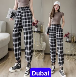 QUẦN JOGGER KẺ SỌC CARO TRẮNG ĐEN RÚT DÂY THỂ THAO ỐNG RỘNG SUÔNG SIÊU HOT NHẬT BẢN NEW - DUBAI FASHION