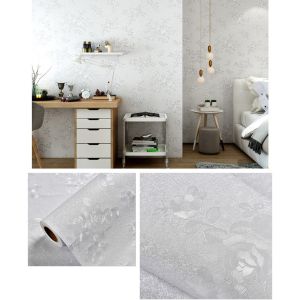 Wallpaper Stiker Dinding Kamar Tidur Ruang Tamu 45cm X 1m Batik Embos Garis Putih Gold Biru