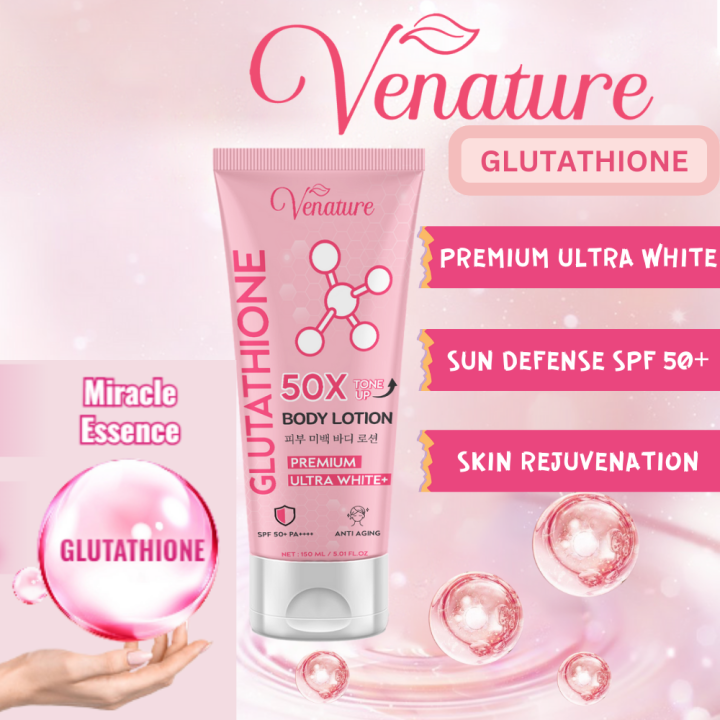 Venature Glutathione Body Lotion Spf 50+ Whitening Skin Rejuvenation Instant Whitening Lotion 50x Tone Up
