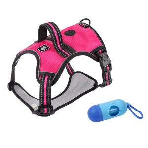 Adjustable Dog Harness Reflective Style Harness for Medium Large Dogs Easy Control Handle Reflective Pet Harness with bag on the back Dog Harness with bag