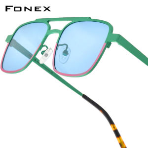 Fonex Kính râm titan nữ mới trong hợp thời trang thiết kế thương hiệu kính mát phân cực cao cấp Nhật Bản Vuông Shades 85838