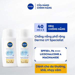 Bộ 2 Sữa Chống Nắng NIVEA SUN Derma Invisible Daily Fluid SPF50+ Tàng Hình Trên Da 40ml - 95150x2