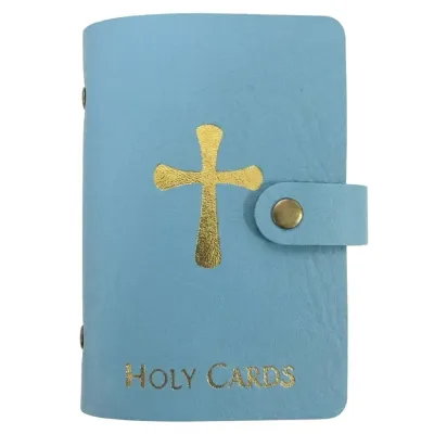 ZHAOCAIMAO PU Leather Prayer Card Holder 40 Slots Compact Holy Card Booklet Multi Purpose Snap Closure Prayer Card Organizer Church Devotional
