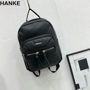 HANKE Leather Backpack Womens Bag Medium Capacity Student Travel School Bag