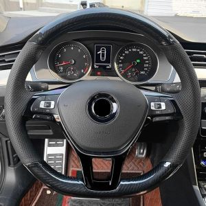 Kaly For Volkswagen Golf 2014 1.4TSI Model Customzied Car Steering Wheel Cover D Shape Design Carbon Fiber Leather Peach Wood Leather Y5R7K