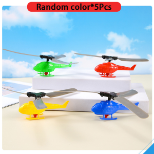 5Pcs Outdoor Toys Pull Line Helicopter Bamboo Dragonfly Ufo Handle Up Flying Toys Gifts