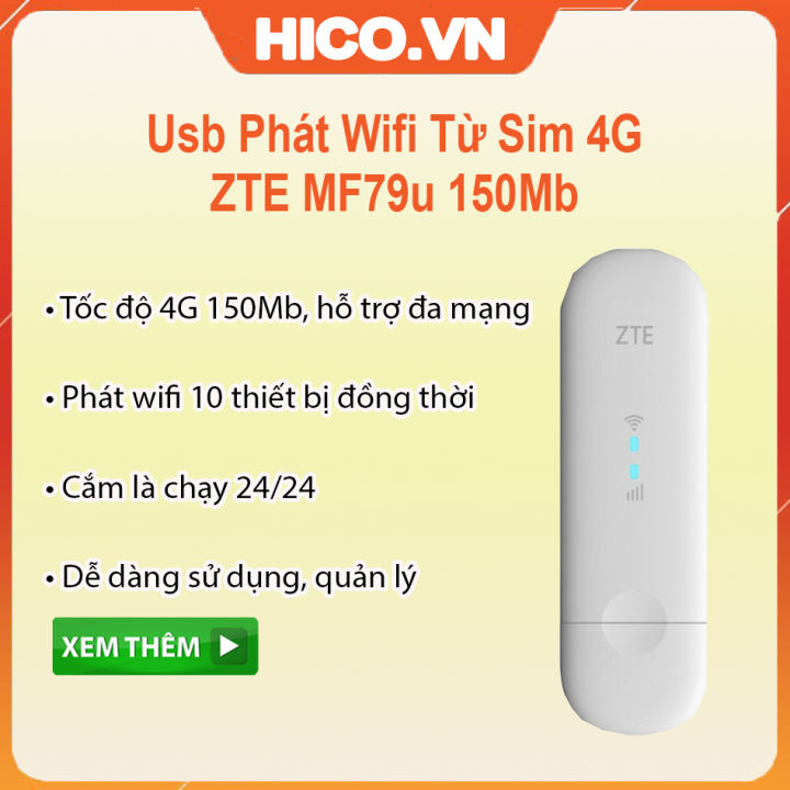 USB Phát WIFI 4G ZTE MF79 Tốc Độ 150Mbps Thiết Kế Nhỏ Gọn Hỗ Trợ 10 ...