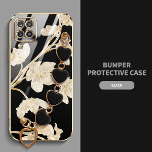 YBD Ốp Bảo Vệ Máy Ảnh Chính Xác Cho Samsung A12 M12 Ốp Chống Rơi Mạ Phong Cách Nữ Tính Với Vòng Tay Họa Tiết Tình Yêu Dễ Thương