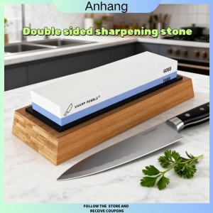 Grinding stone 1000/6000 grit - silicone pad and anti slip bamboo base kitchen utensil chef specific sharpening tool